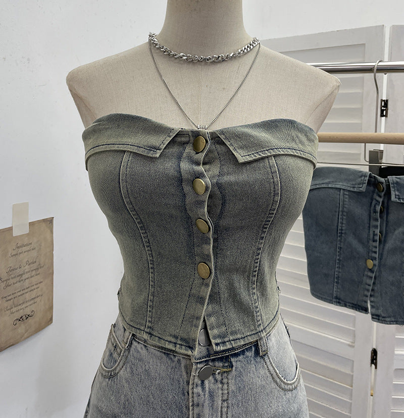 Sexy Denim Tube Top