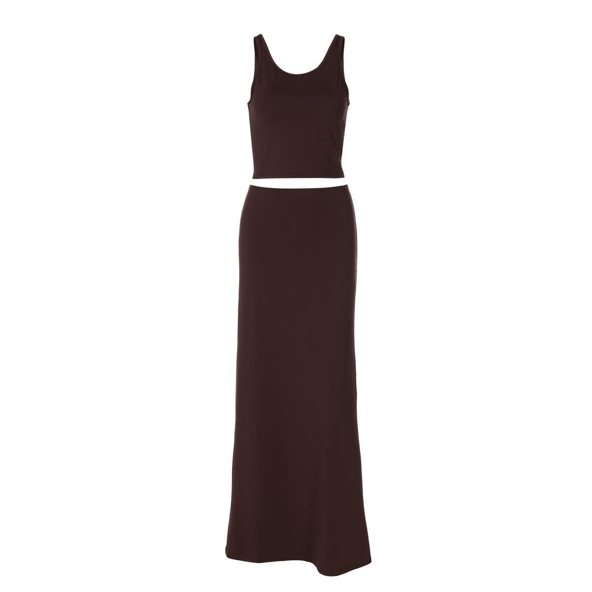 Women's Solid Color Crop Top with Fitted Pleated Skirt Set