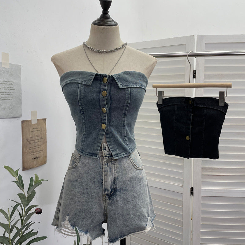 Sexy Denim Tube Top