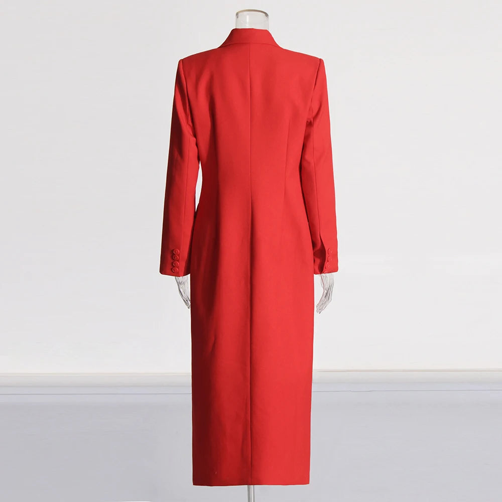 Waist slimming long suit jacket for women
