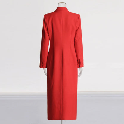 Waist slimming long suit jacket for women