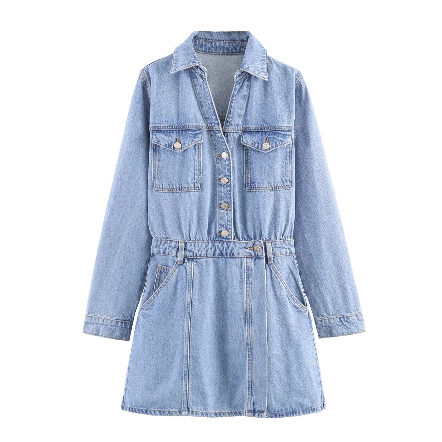 POLO collar denim dress