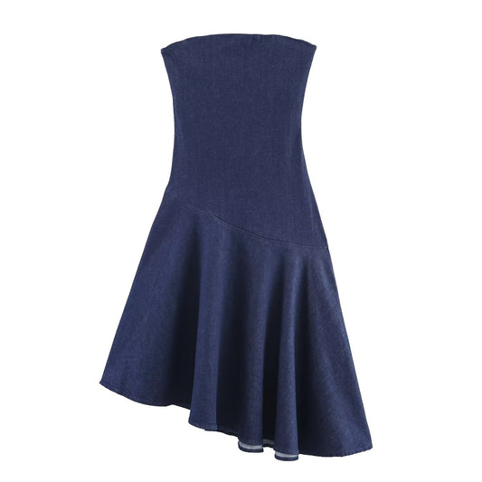 Versatile asymmetrical denim dress