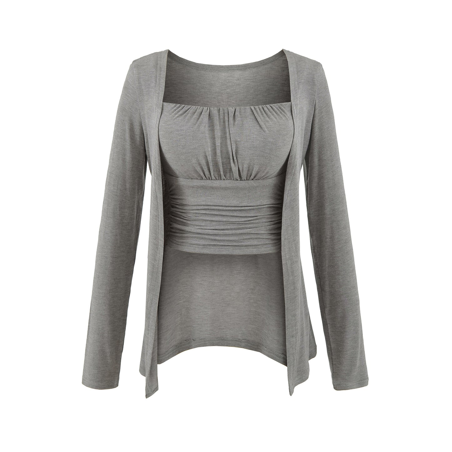 Chest cushion pleated camisole vest ➕ Long sleeved cardigan set
