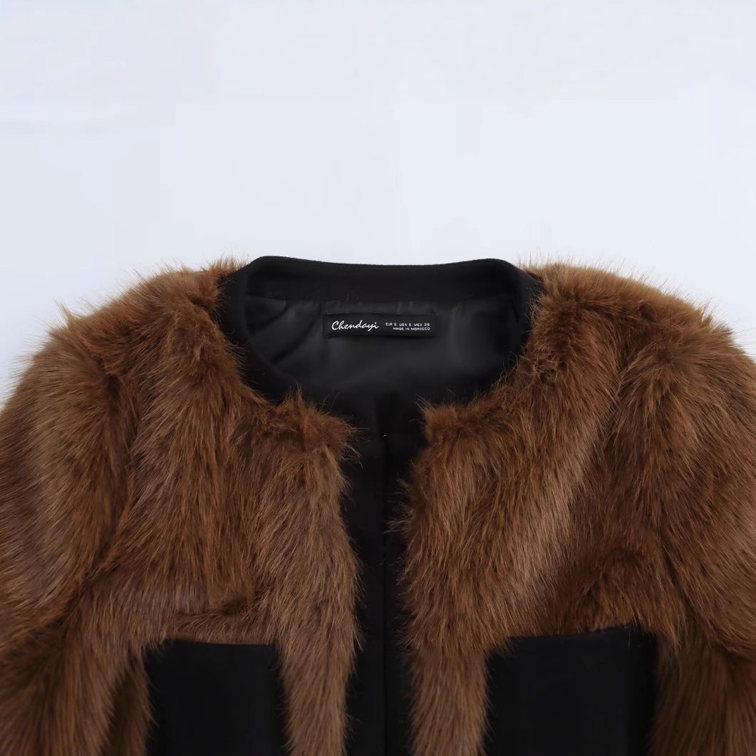 Versatile faux fur effect long sleeved jacket