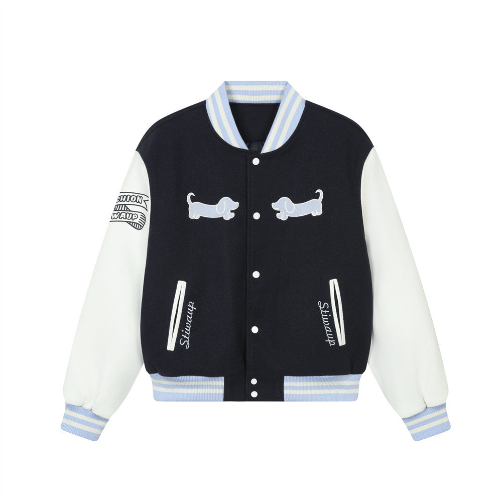 Men's baseball jacket with cotton jacket