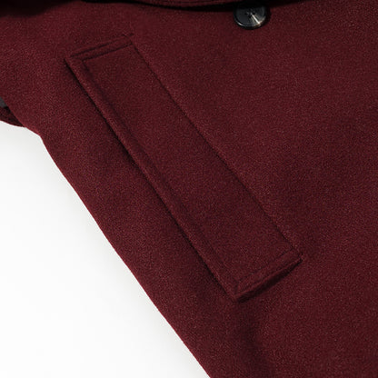 Long woolen coat with waistband and jacket