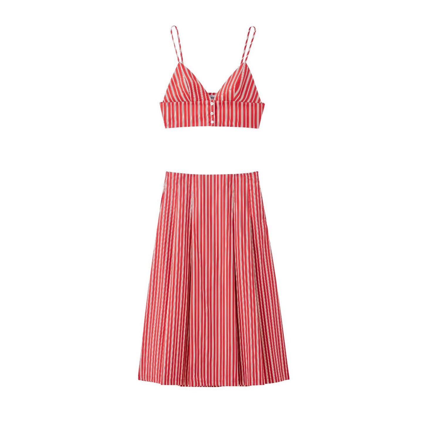 Fashion striped top+mini skirt set
