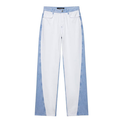 Splicing denim jacket jacket+pants set