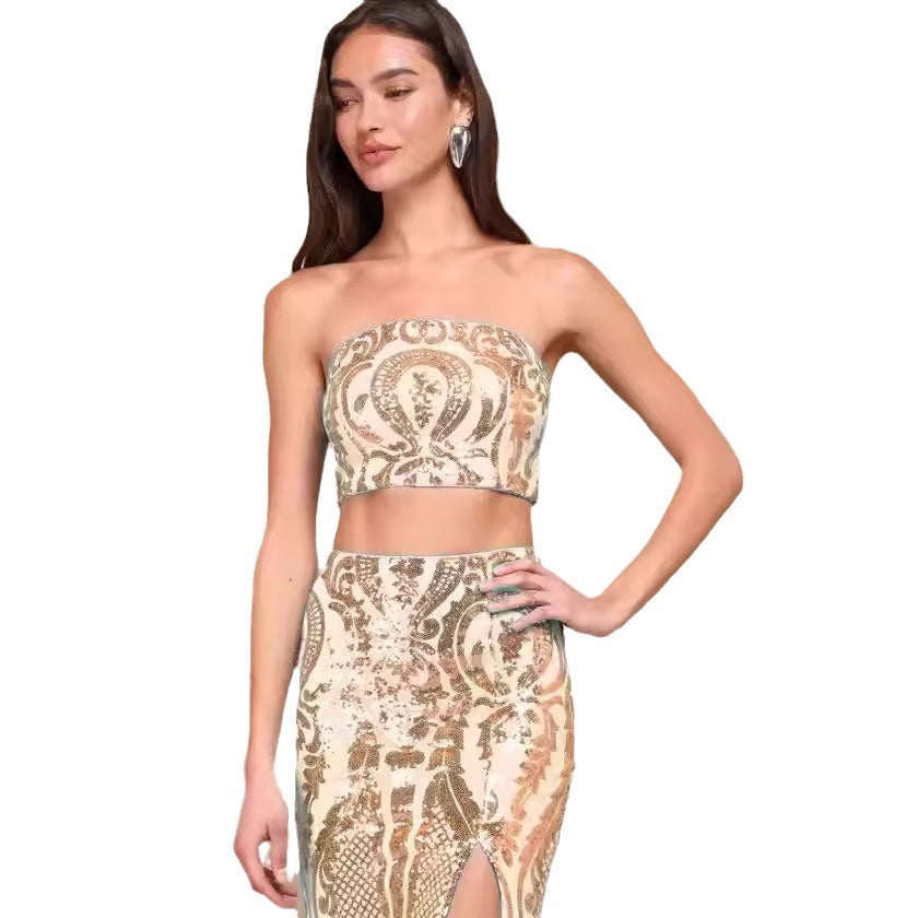 Two piece strapless dress set