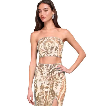 Two piece strapless dress set