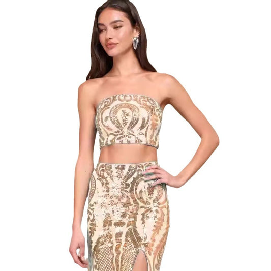 Two piece strapless dress set
