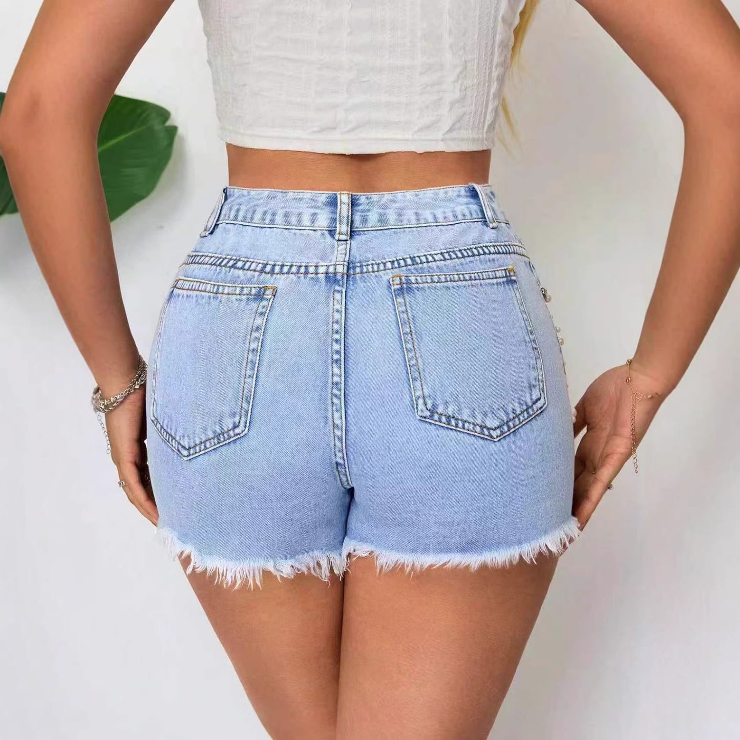 Women's ripped denim shorts
