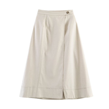 Sleeveless top+double breasted MIDI skirt set