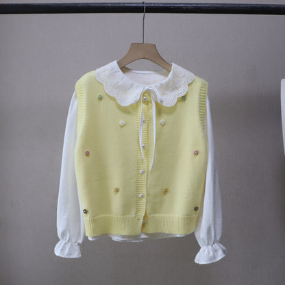 Two-piece Set for Women: Shirt + Knitted Vest, Fashionable and Youthful Look