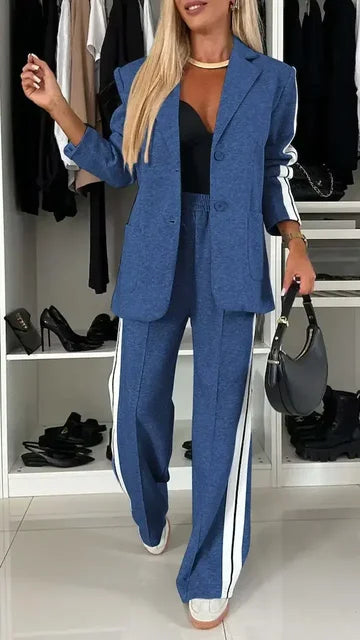 Long sleeved lapel casual suit set