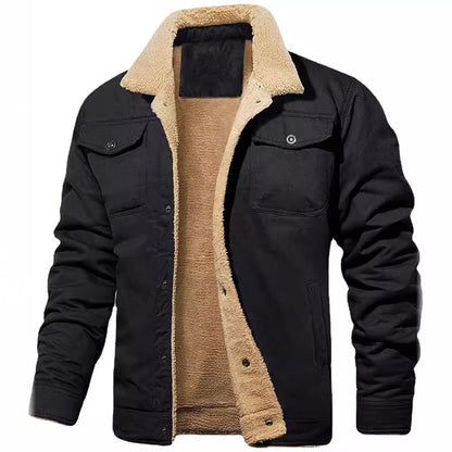 Men's jacket with plush cotton fabric, casual jacket, men's jacket