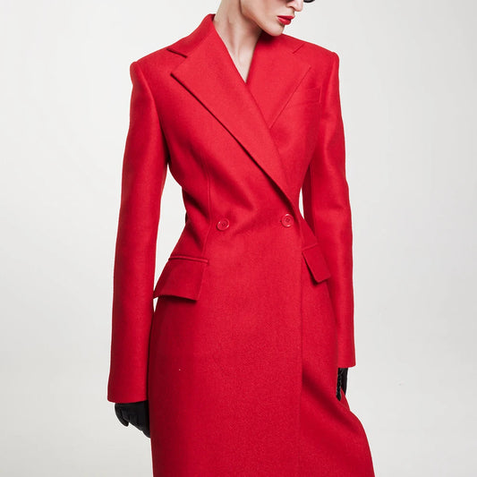 Waist slimming long suit jacket for women
