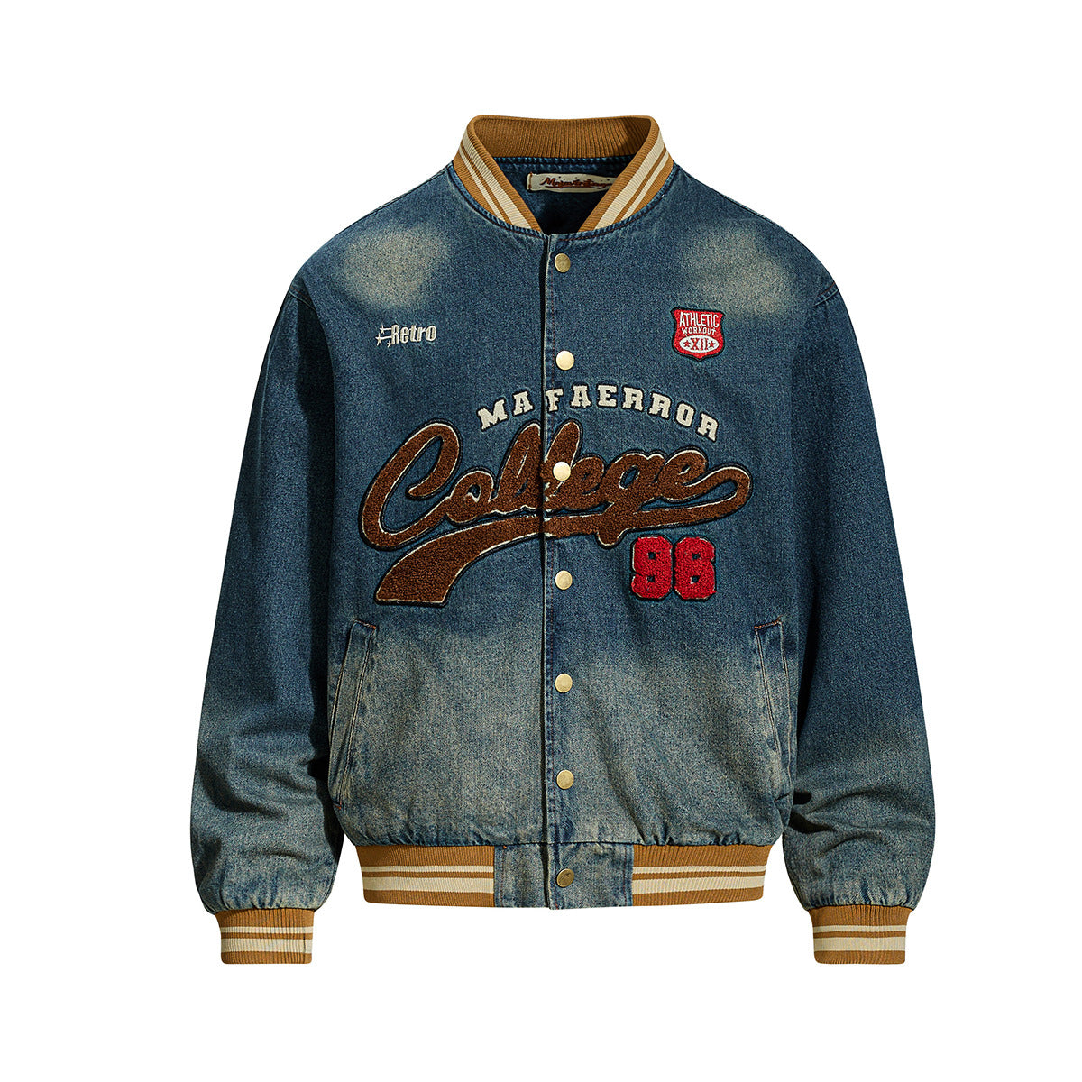 Embroidered denim jacket baseball jacket