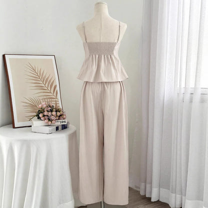 Sleeveless long pants set