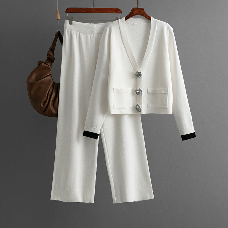 Top+casual wide leg pants two-piece set