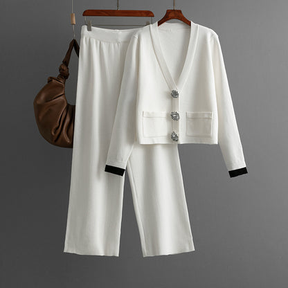 Top+casual wide leg pants two-piece set