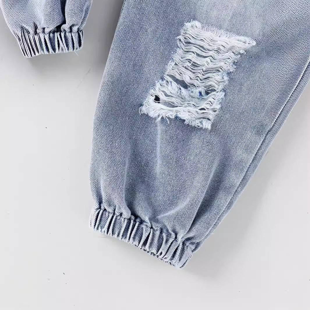 Ripped denim jumpsuit