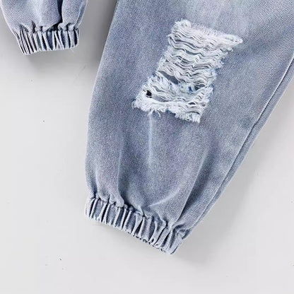 Ripped denim jumpsuit