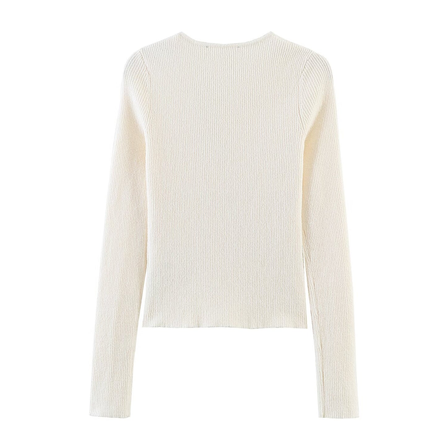 Asymmetric buckle knitted jacket