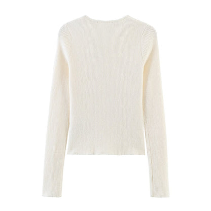 Asymmetric buckle knitted jacket