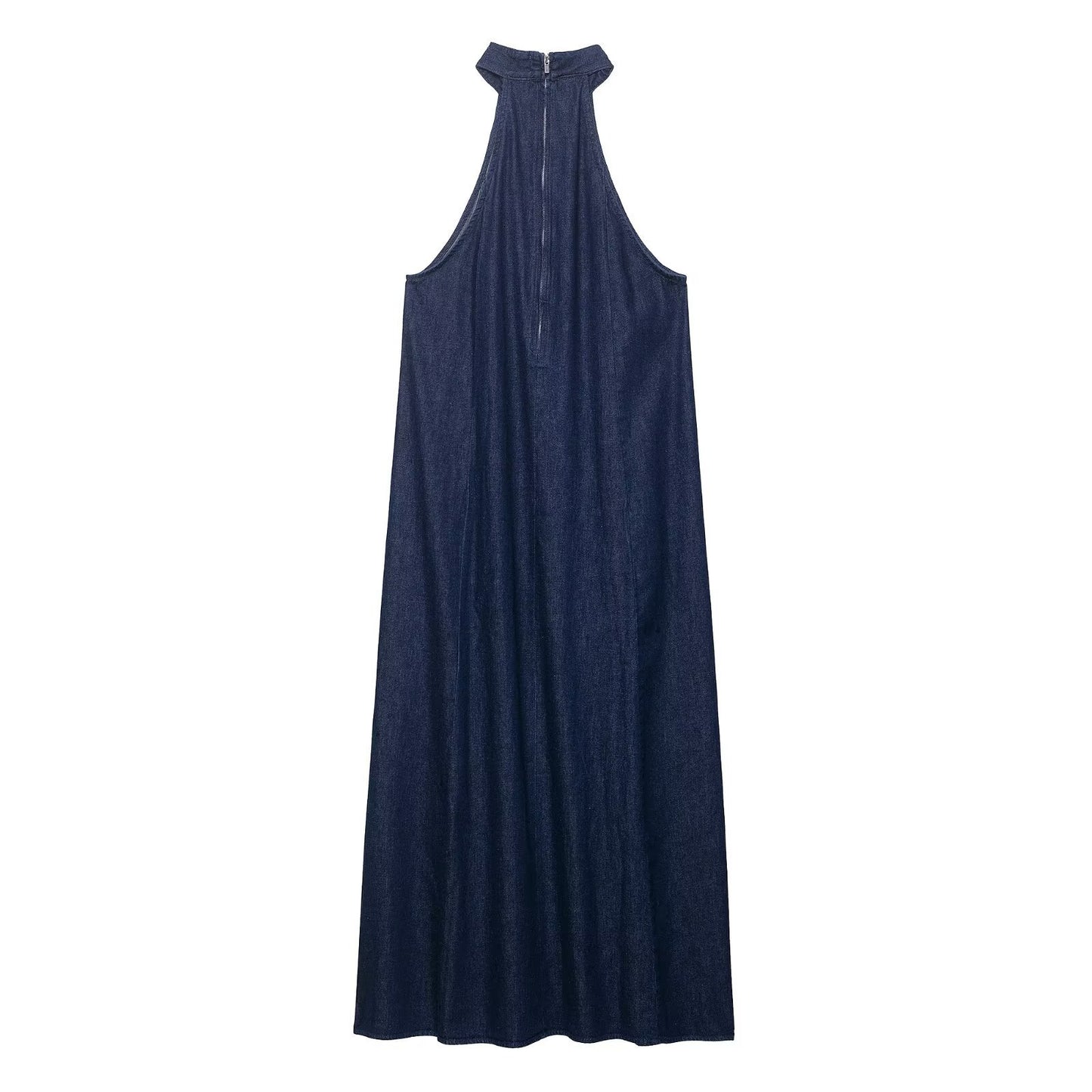 Hanging neck denim dress