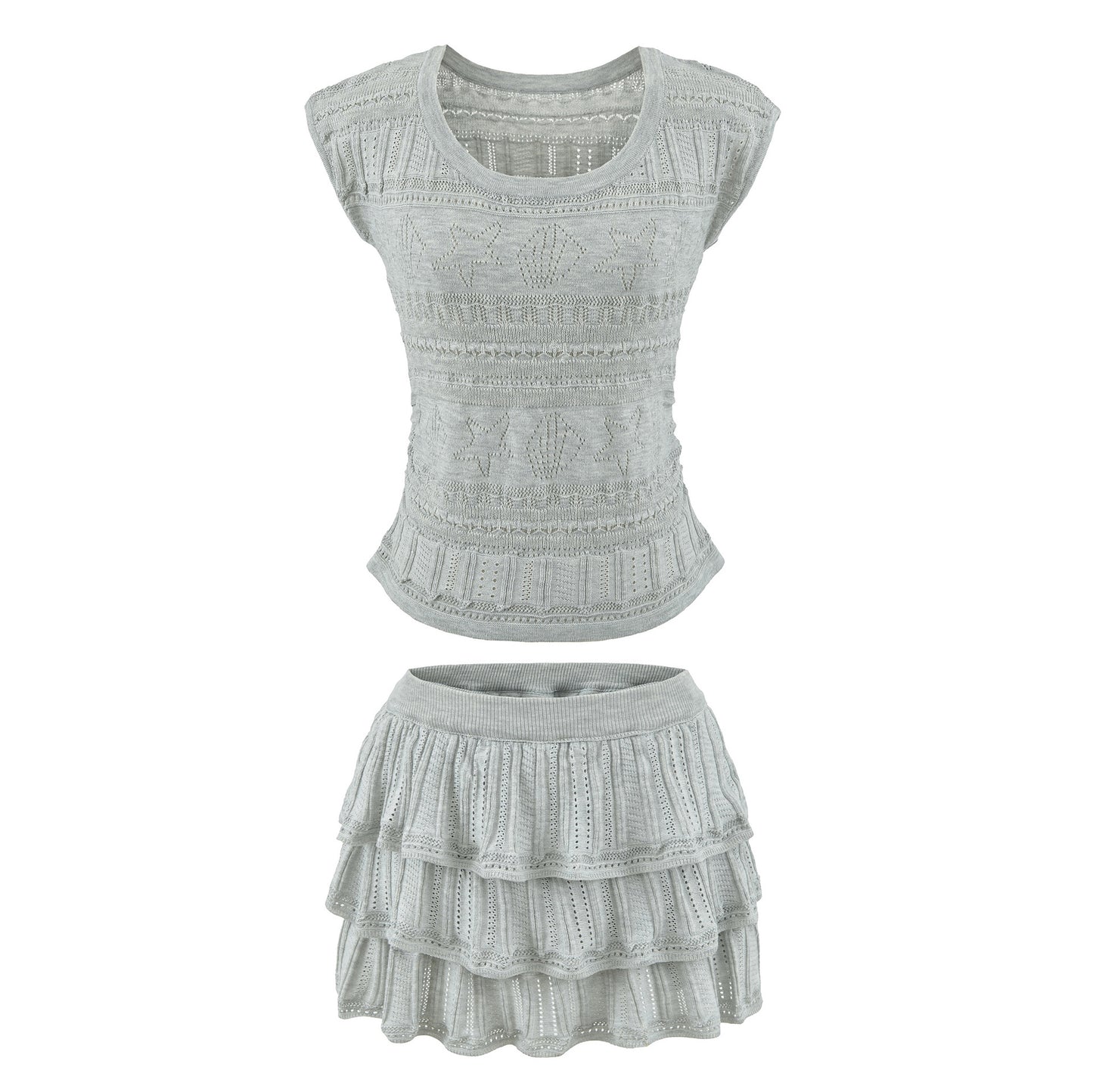 Slim fit short sleeved top and skirt set