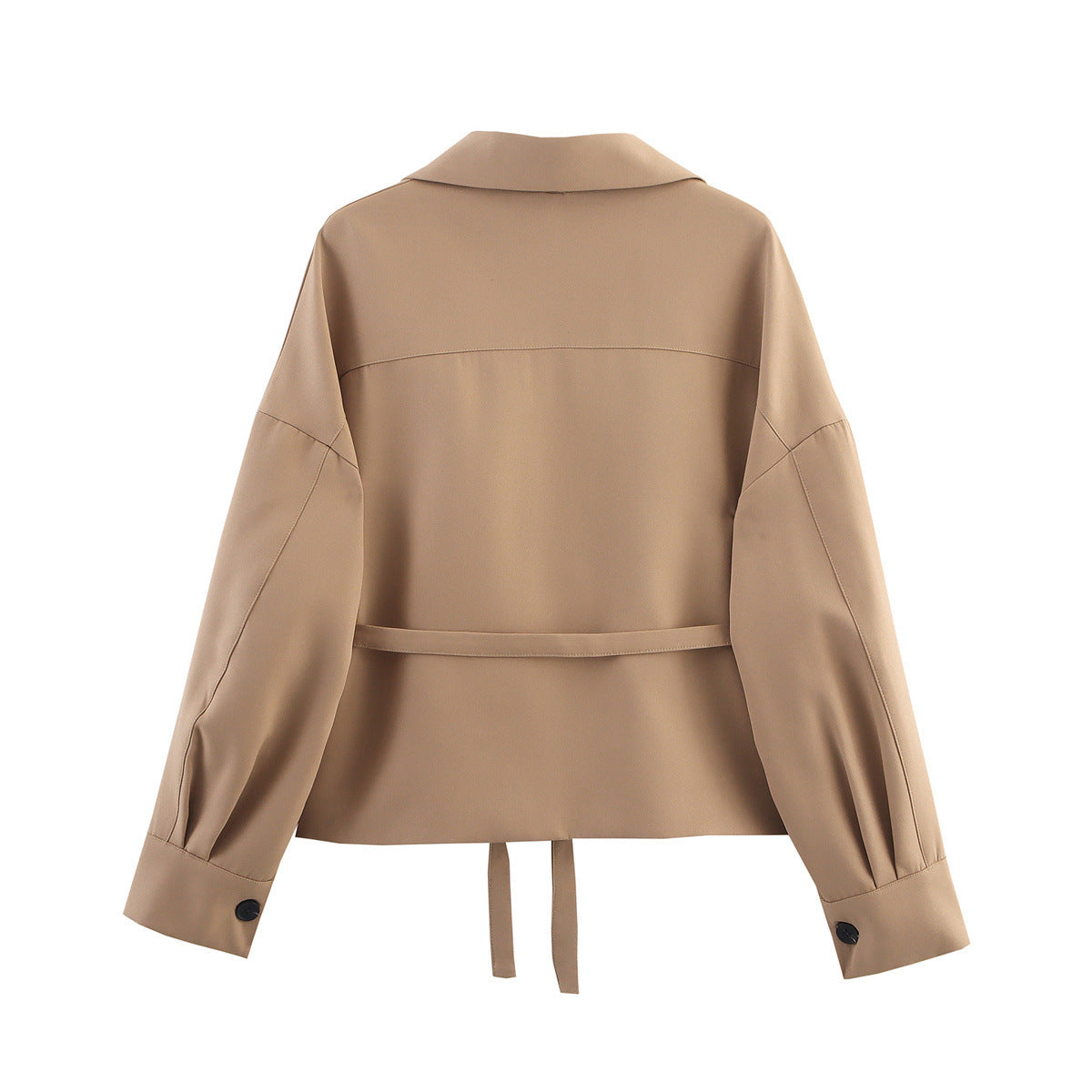 Elegant jacket with three-dimensional pocket belt decoration