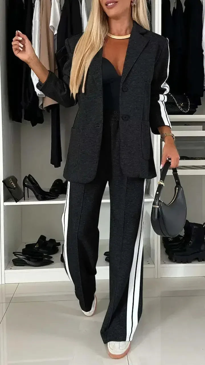 Long sleeved lapel casual suit set
