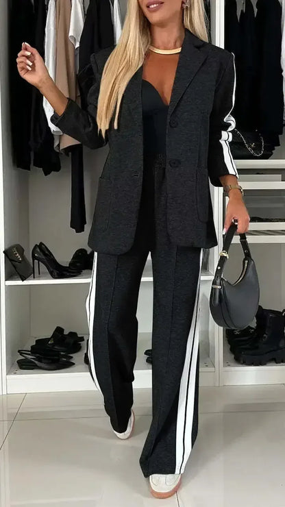 Long sleeved lapel casual suit set