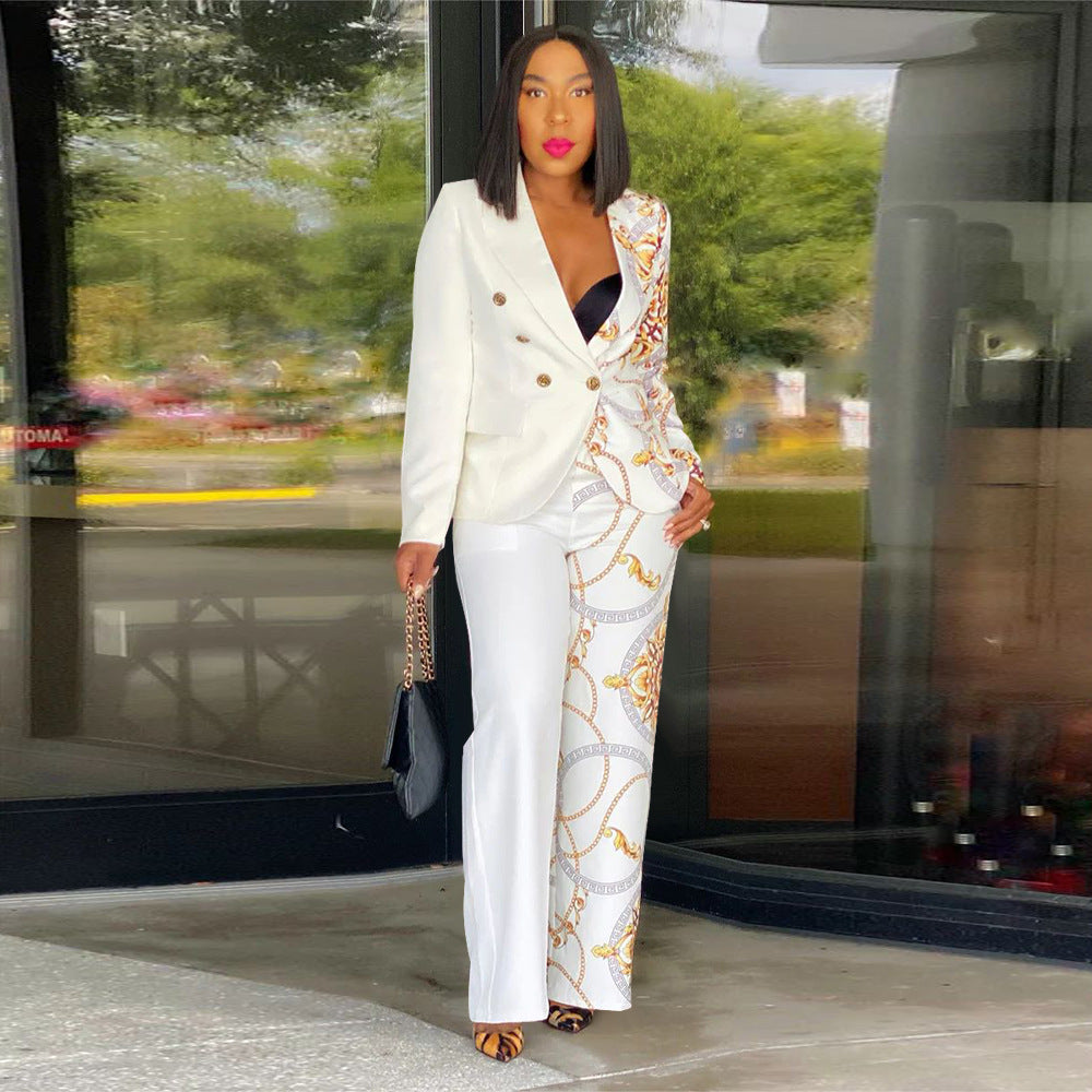Long sleeved printed suit two-piece set