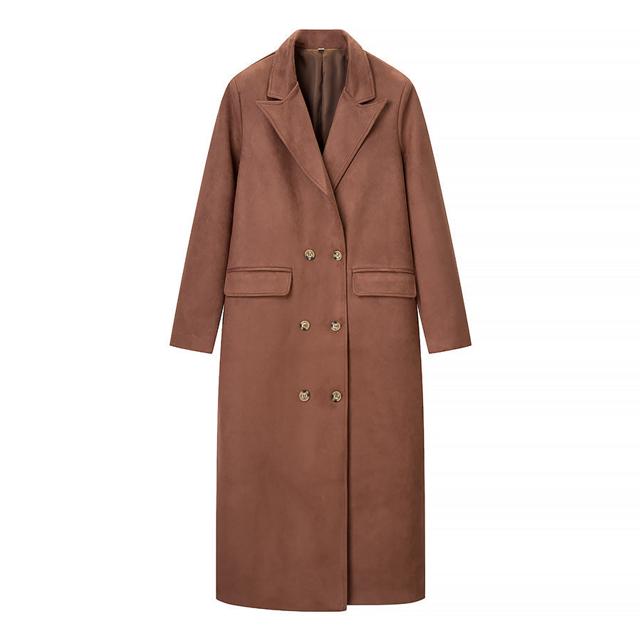 Suede textured long windbreaker jacket