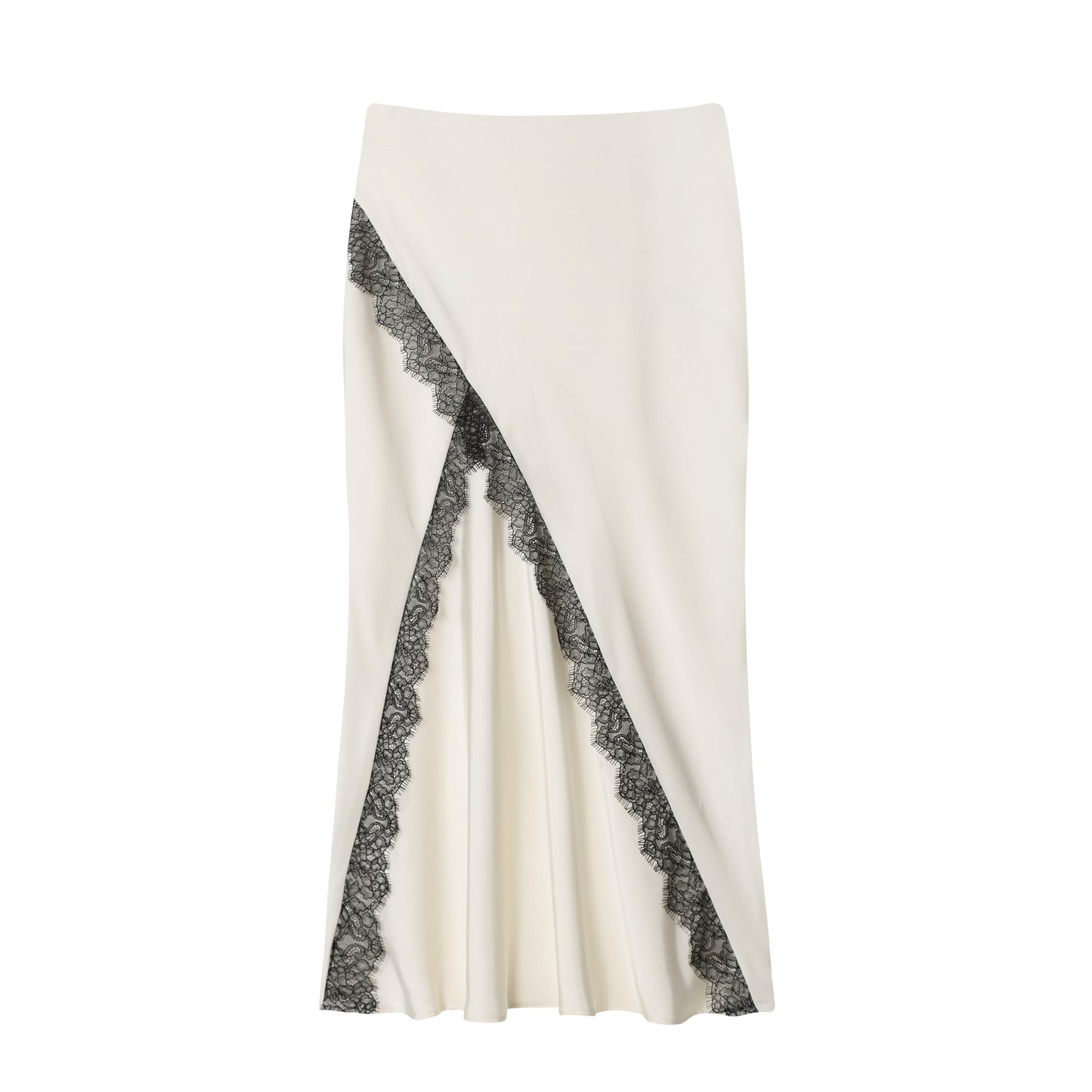 Women's Lace-Trimmed Satin Halter Neck Top + Midi Skirt Set