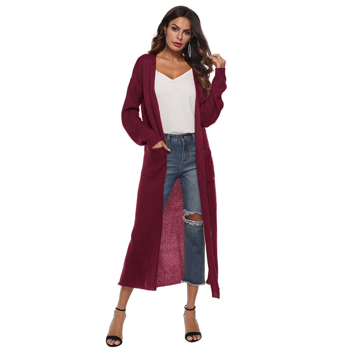 Split large pocket long jacket