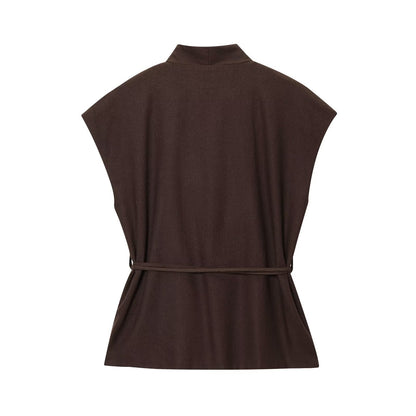 Golden Buckle Decorated Top + Casual Long Pants Set for Women