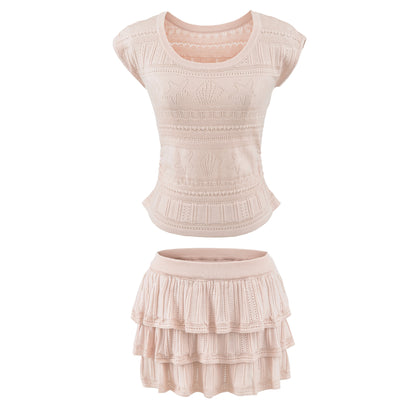 Slim fit short sleeved top and skirt set