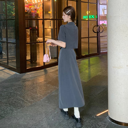 Fashion StyleSolid ColorLong Sleeve Suit Design  Dress Set