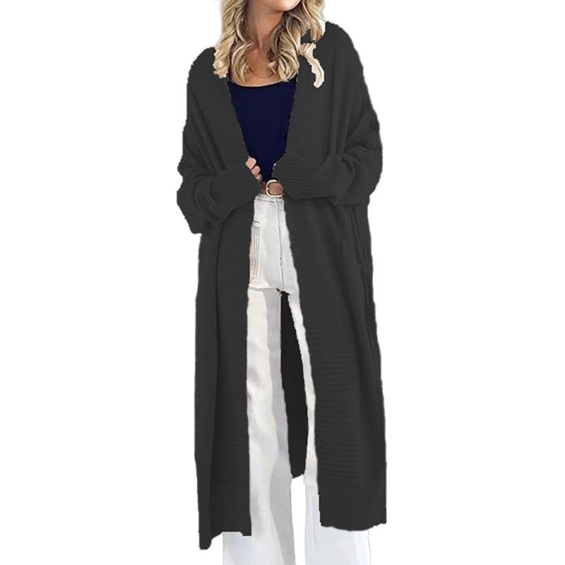Long pocket knitted sweater jacket