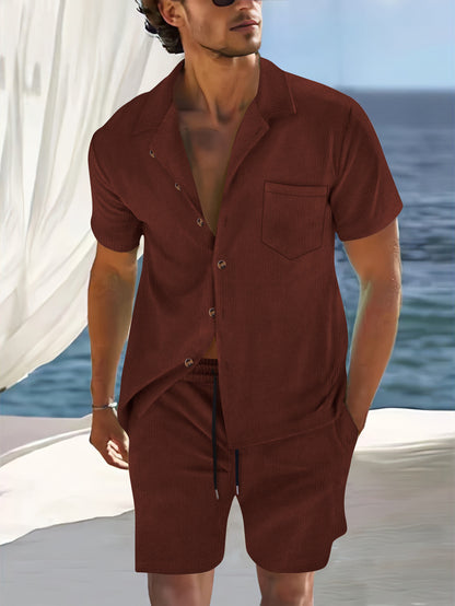 Set of casual sportswear shorts shirt
