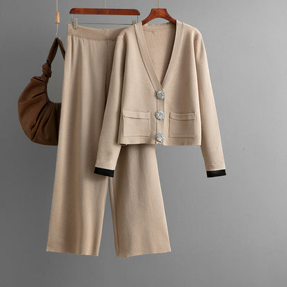 Top+casual wide leg pants two-piece set