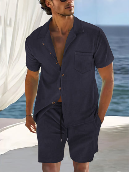 Set of casual sportswear shorts shirt