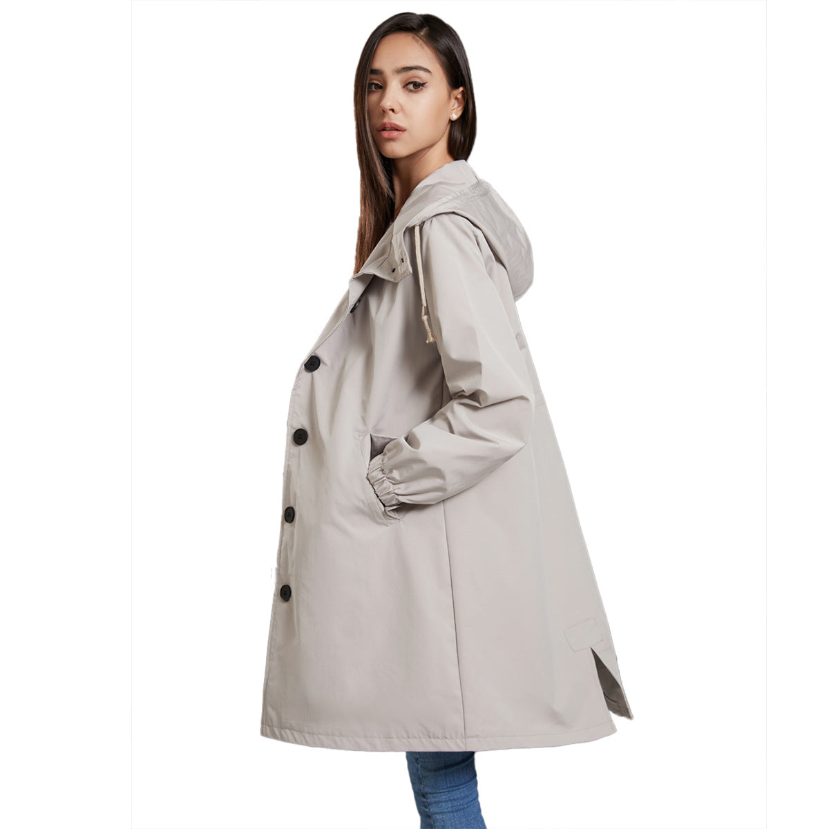 Hooded long jacket