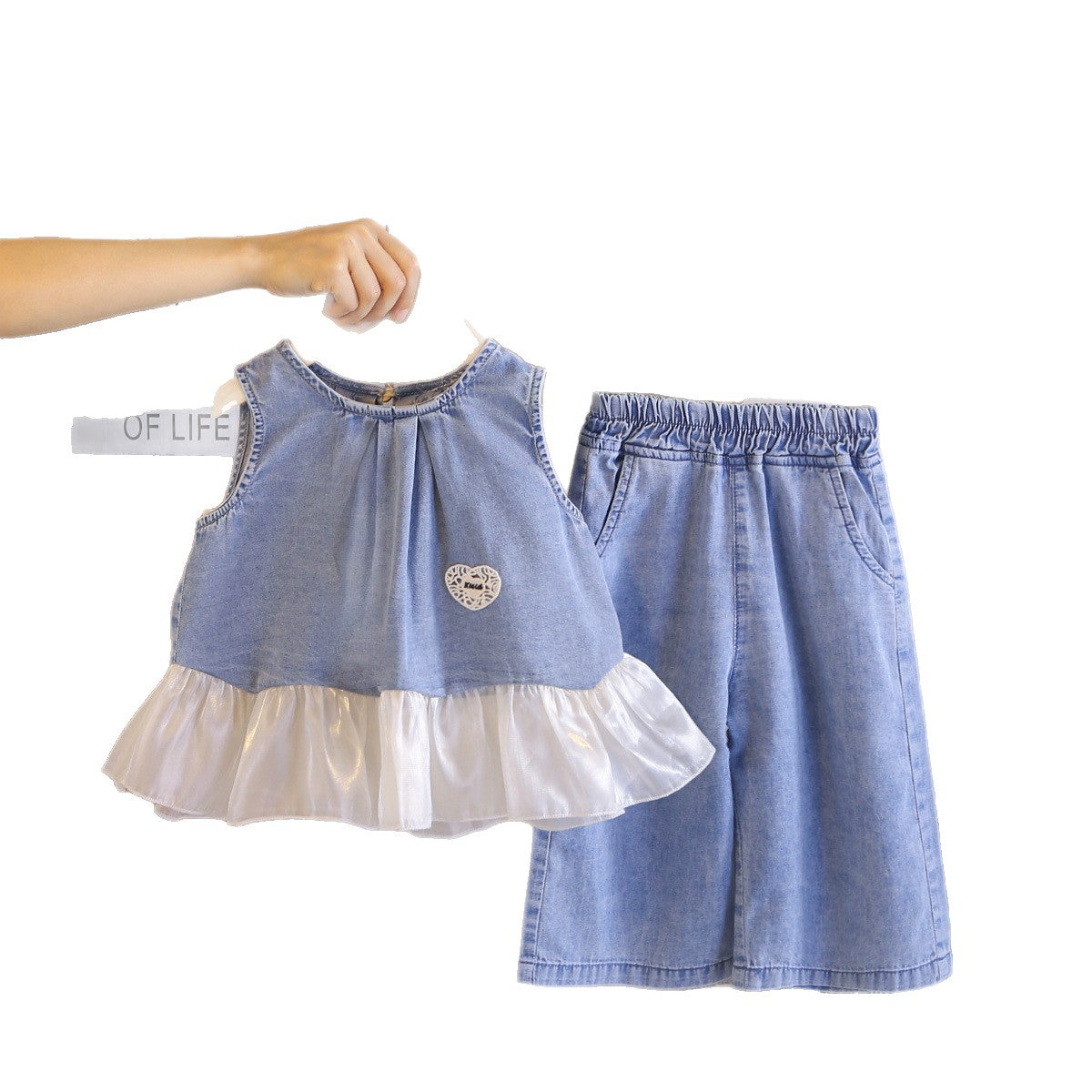 Sleeveless skirt jeans set