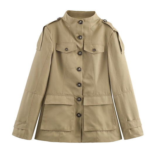 Strap embellished pocket jacket