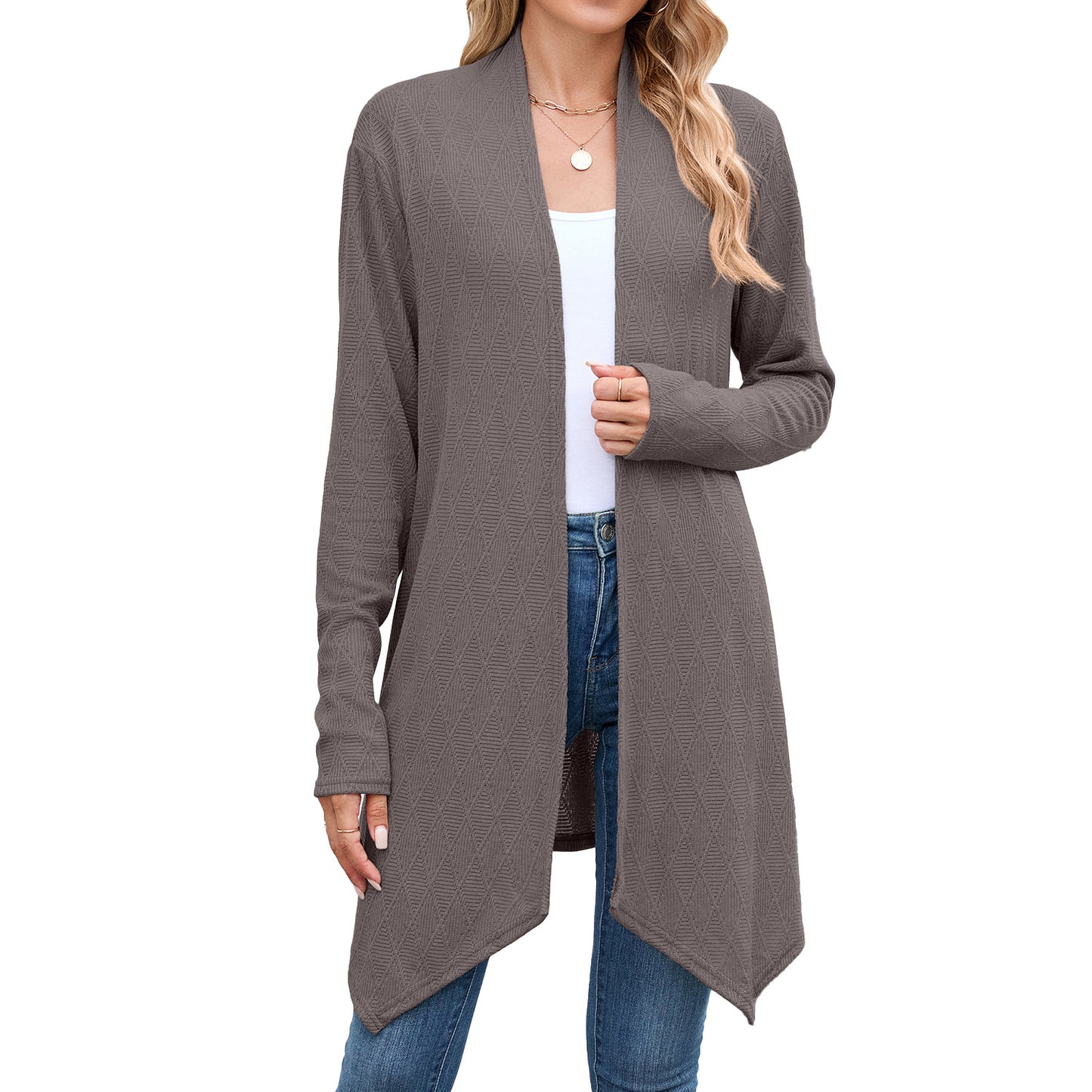 Long sleeved cardigan jacket women's long top